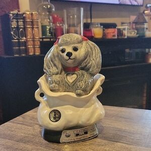 Jim Beam Empty Decanter,"Tiffiny" Grey Miniature Poodle,EUC